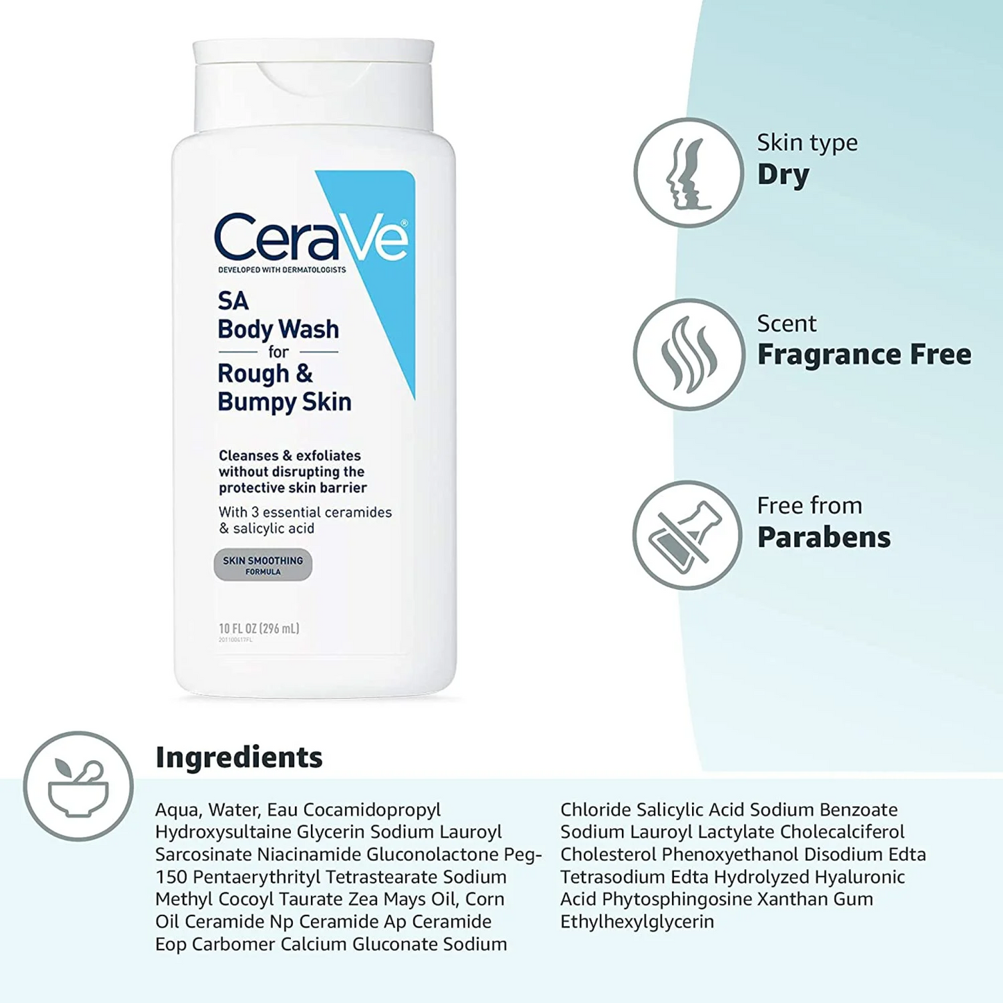 CeraVe SA Body Wash for Rough & Bumpy Skin (10 fl. oz.)