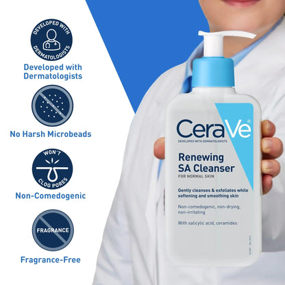 CeraVe Renewing SA Cleanser (8 fl. oz.) - Exfoliating Salicylic Acid Cleanser for Smooth, Clear Skin