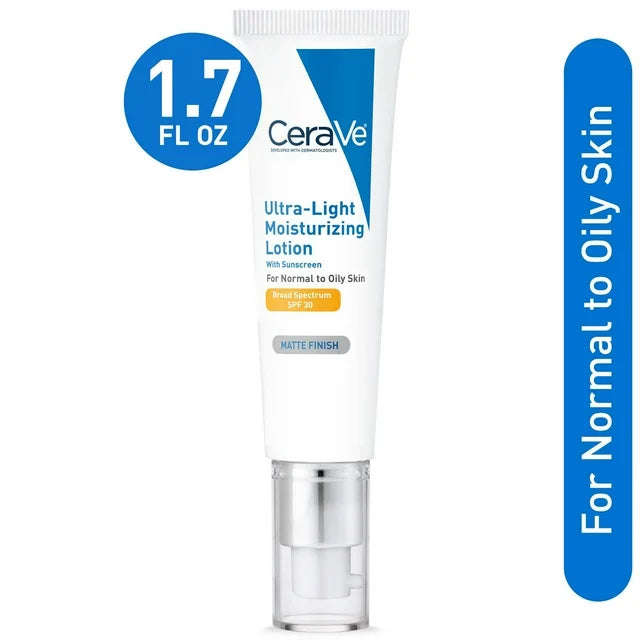 CeraVe Ultra-Light Moisturizing Face Lotion with SPF 30 (1.7 fl. oz.) - Lightweight Hydration & Sun Protection