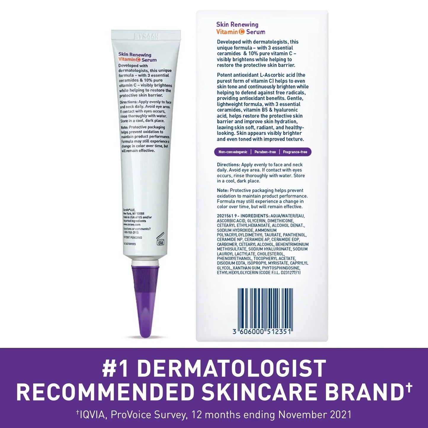 CeraVe Skin Renewing Vitamin C Serum (1 fl. oz.) - Brightening Serum for Radiant, Even Skin Tone