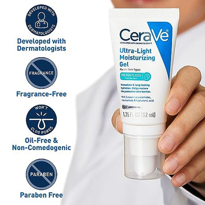 CeraVe Ultra-Light Moisturizing Gel (1.75 fl. oz.) - Lightweight Hydration for All Skin Types