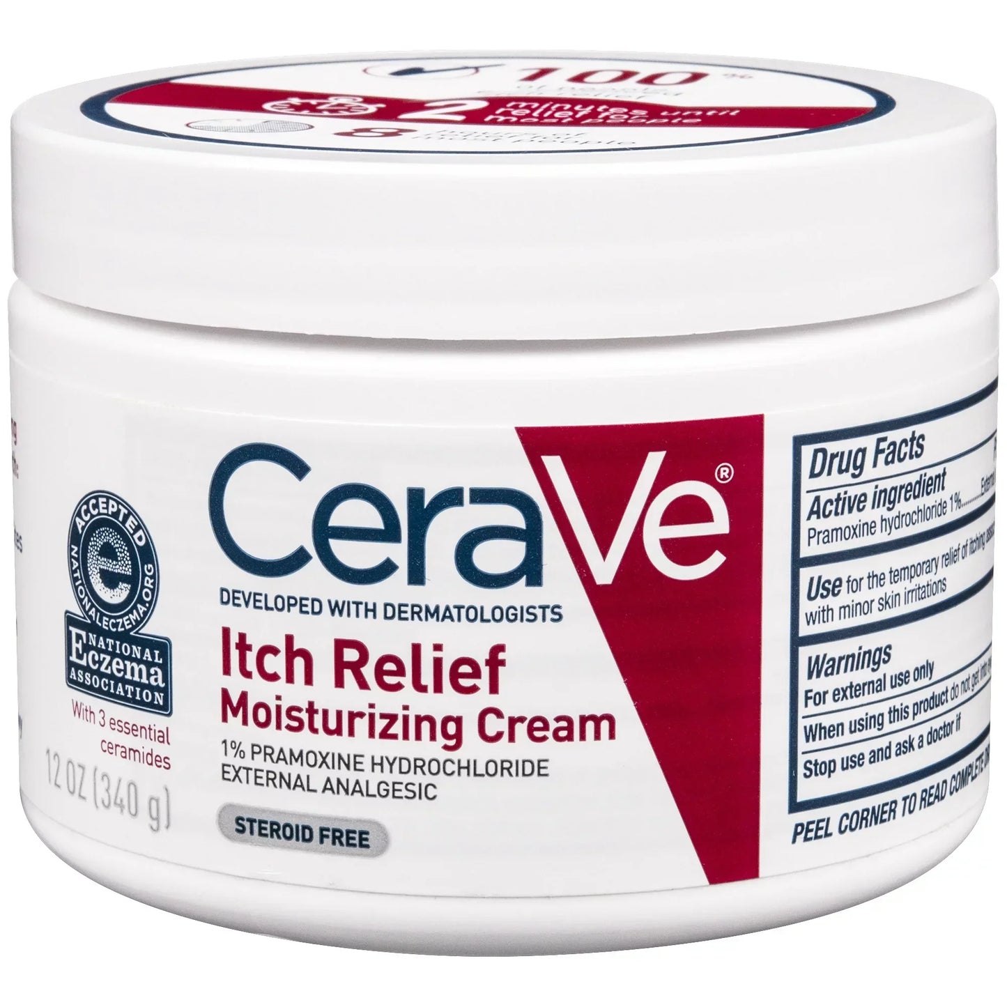 CeraVe Itch Relief Cream (12 fl. oz.) - Steroid-Free Treatment for Dry, Itchy Skin Relief