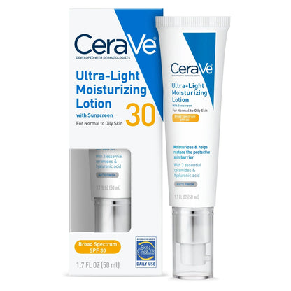CeraVe Ultra-Light Moisturizing Face Lotion with SPF 30 (1.7 fl. oz.) - Lightweight Hydration & Sun Protection